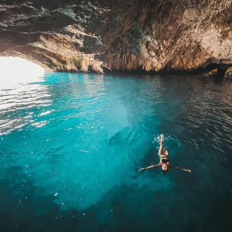 Swimming inside the Blue Cave
