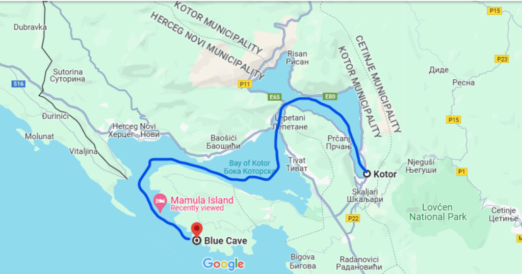 Blue Cave Montenegro map